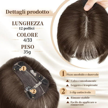 📦Consegna gratuita📦🎄Topper per capelli naturali con frangia per donna