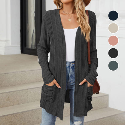 🔥Cappotto donna casual in maglia a maniche lunghe aperto sul davanti🔥