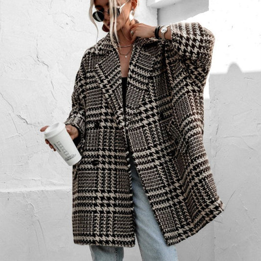 🔥Giacca da donna con motivo a quadri classico e casual, cappotto