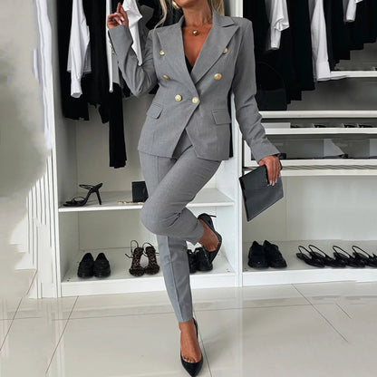 📦Consegna gratuita📦Set Di Pantaloni Sartoriali E Blazer Doppiopetto Da Donna